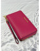 (RAYA PROMO) (LIKE NEW) MICHAEL KORS ZIP AROUND SMALL WALLET IN PINK LEATHER 