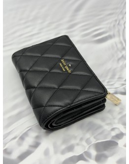 (RAYA PROMO) (LIKE NEW) KATE SPADE CAREY COMPACT WALLET IN BLACK LEATHER 