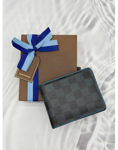 (RAYA PROMO) LOUIS VUITTON MULTIPLE WALLET IN BLACK WITH BLUE DAMIER GRAPHITE CANVAS -FULL SET-