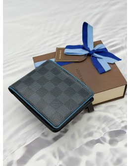(RAYA PROMO) LOUIS VUITTON MULTIPLE WALLET IN BLACK WITH BLUE DAMIER GRAPHITE CANVAS -FULL SET-