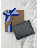 (RAYA PROMO) LOUIS VUITTON MULTIPLE WALLET IN BLACK WITH BLUE DAMIER GRAPHITE CANVAS -FULL SET-
