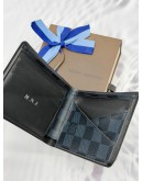 (RAYA PROMO) LOUIS VUITTON MULTIPLE WALLET IN BLACK WITH BLUE DAMIER GRAPHITE CANVAS -FULL SET-