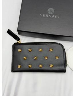 (RAYA PROMO) VERSACE MEDUSA STUDDED CARD CASE IN BLACK LEATHER -FULL SET-