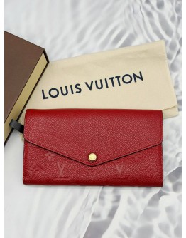 (RAYA PROMO) LOUIS VUITTON SARAH WALLET IN RED MONOGRAM EMPREINTE LEATHER -FULL SET-