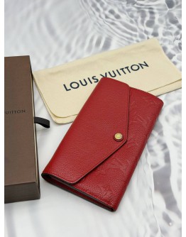 (RAYA PROMO) LOUIS VUITTON SARAH WALLET IN RED MONOGRAM EMPREINTE LEATHER -FULL SET-