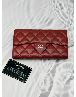 (RAYA PROMO) CHANEL CLASSIC FLAP WALLET IN BURGUNDY LAMBSKIN LEATHER 