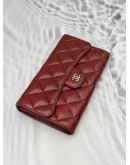 (RAYA PROMO) CHANEL CLASSIC FLAP WALLET IN BURGUNDY LAMBSKIN LEATHER 