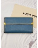 (RAYA PROMO) LOUIS VUITTON PORTE TRESOR INTERNATIONAL WALLET IN BLUE SUHALI LEATHER 