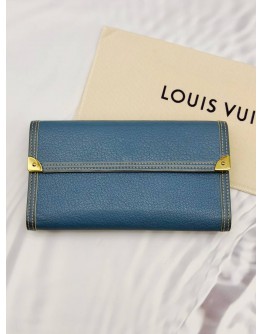 (RAYA PROMO) LOUIS VUITTON PORTE TRESOR INTERNATIONAL WALLET IN BLUE SUHALI LEATHER 