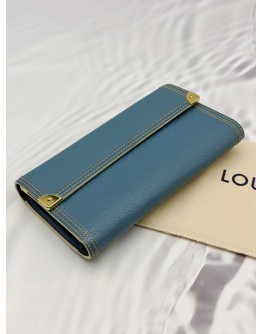 (RAYA PROMO) LOUIS VUITTON PORTE TRESOR INTERNATIONAL WALLET IN BLUE SUHALI LEATHER 
