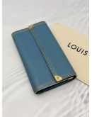 (RAYA PROMO) LOUIS VUITTON PORTE TRESOR INTERNATIONAL WALLET IN BLUE SUHALI LEATHER 