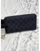 (RAYA PROMO) GUCCI ZIP AROUND LONG WALLET IN DARK BLUE GG IMPRIME CANVAS