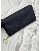(RAYA PROMO) GUCCI ZIP AROUND LONG WALLET IN DARK BLUE GG IMPRIME CANVAS