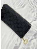 (RAYA PROMO) GUCCI ZIP AROUND LONG WALLET IN DARK BLUE GG IMPRIME CANVAS