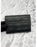 (RAYA PROMO) CHRISTIAN DIOR LADY DIOR FRENCH WALLET IN BLACK LAMBSKIN LEATHER 