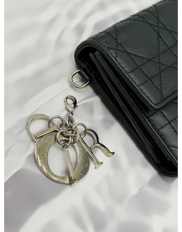 (RAYA PROMO) CHRISTIAN DIOR LADY DIOR FRENCH WALLET IN BLACK LAMBSKIN LEATHER 