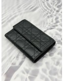 (RAYA PROMO) CHRISTIAN DIOR LADY DIOR FRENCH WALLET IN BLACK LAMBSKIN LEATHER 