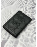 (RAYA PROMO) CHRISTIAN DIOR LADY DIOR FRENCH WALLET IN BLACK LAMBSKIN LEATHER 