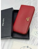 (RAYA PROMO) PRADA ZIP AROUND LONG WALLET IN RED SAFFIANO LEATHER -FULL SET-