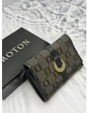 (RAYA PROMO) OROTON COMPACT WALLET IN BLACK CANVAS WITH LEATHER 