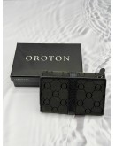 (RAYA PROMO) OROTON COMPACT WALLET IN BLACK CANVAS WITH LEATHER 