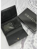 (RAYA PROMO) OROTON COMPACT WALLET IN BLACK CANVAS WITH LEATHER 