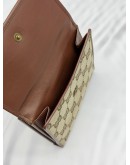 (RAYA PROMO) GUCCI VINTAGE COMPACT WALLET IN BEIGE GG CANVAS WITH BROWN LEATHER 