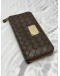 (RAYA PROMO) MICHAEL KORS ZIP AROUND LONG WALLET IN DARK BROWN WOVEN LEATHER 