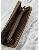 (RAYA PROMO) MICHAEL KORS ZIP AROUND LONG WALLET IN DARK BROWN WOVEN LEATHER 