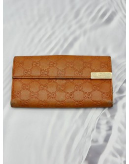 (RAYA PROMO) GUCCI CONTINENTAL WALLET IN ORANGE GG GUCCISSIMA LEATHER 