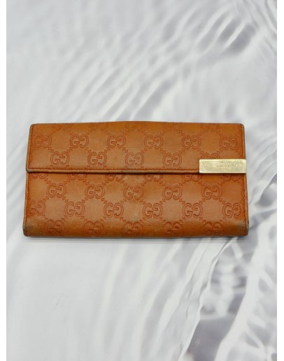 (RAYA PROMO) GUCCI CONTINENTAL WALLET IN ORANGE GG GUCCISSIMA LEATHER 