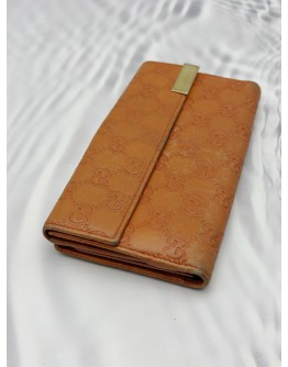 (RAYA PROMO) GUCCI CONTINENTAL WALLET IN ORANGE GG GUCCISSIMA LEATHER 