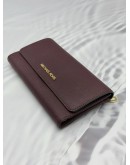 (RAYA PROMO) MICHAEL KORS LONG FLAP WALLET IN BURGUNDY LEATHER 
