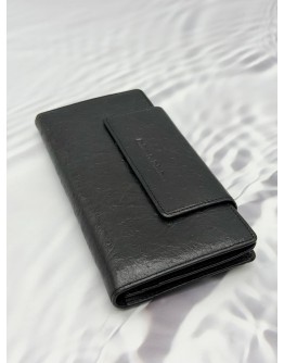 (RAYA PROMO) AMBASSADOR ROBERTA LONG FLAP WALLET IN BLACK LEATHER 