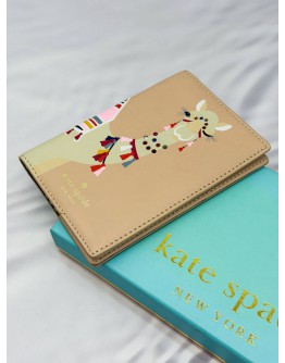 (RAYA PROMO) KATE SPADE SPICE THINGS UP CAMEL PASSPORT HOLDER IN BEIGE LEATHER 