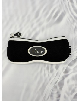 (RAYA PROMO) CHRISTIAN DIOR SUNGLASSES CASE IN BLACK WITH WHITE NEOPRENE 