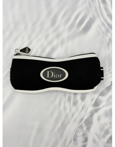 (RAYA PROMO) CHRISTIAN DIOR SUNGLASSES CASE IN BLACK WITH WHITE NEOPRENE 