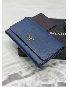 (RAYA PROMO) (LIKE NEW) PRADA WALLET ON STRAP IN BLUE SAFFIANO LEATHER