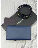 (RAYA PROMO) (LIKE NEW) PRADA WALLET ON STRAP IN BLUE SAFFIANO LEATHER