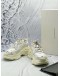 (LIKE NEW) BALENCIAGA TRIPLE S ALLOVER LOGO SNEAKERS SIZE US 8 IN WHITE WITH BLACK CALFSKIN LEATHER -FULL SET-