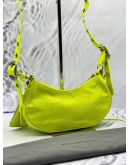 (LIKE NEW) BALENCIAGA LE CAGOLE XS SHOULDER BAG IN NEON YELLOW AGED LAMBSKIN LEATHER