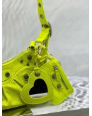 (LIKE NEW) BALENCIAGA LE CAGOLE XS SHOULDER BAG IN NEON YELLOW AGED LAMBSKIN LEATHER