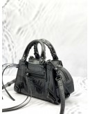 (LIKE NEW) BALENCIAGA NEO CLASSIC CITY MINI TOP HANDLE AND CROSSBODY BAG IN BLACK CROCODILE EMBOSSED LEATHER