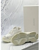 (LIKE NEW) BALENCIAGA TRIPLE S ALLOVER LOGO SNEAKERS SIZE 38 IN WHITE WITH BLACK CALFSKIN LEATHER -FULL SET-