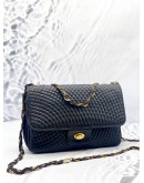 BALLY FLAP CHAIN SHOULDER AND CROSSBODY BAG IN BLACK LAMBSKIN LEATHER