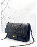 BALLY FLAP CHAIN SHOULDER AND CROSSBODY BAG IN BLACK LAMBSKIN LEATHER