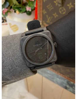 (UNUSED) 2025 BELL & ROSS BR 03 PHANTOM BLACK CERAMIC REF BR03A-PH-CE/SRB BLACK DIAL 41MM AUTOMATIC WATCH -FULL SET-