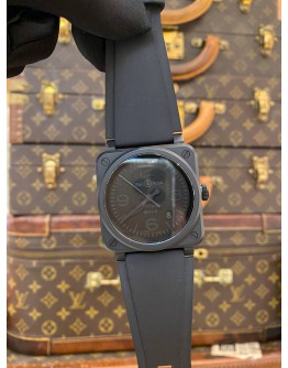 (UNUSED) 2025 BELL & ROSS BR 03 PHANTOM BLACK CERAMIC REF BR03A-PH-CE/SRB BLACK DIAL 41MM AUTOMATIC WATCH -FULL SET-