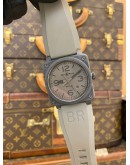 (LIKE NEW) 2021 BELL & ROSS BLACK CERAMIC COMMANDO CE REF BR0392 DESERT GRAY DIAL 42MM AUTOMATIC WATCH