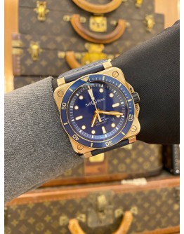 2022 BELL & ROSS BR0392 DIVER BRONZE BLUE CALFSKIN LEATHER STRAP LIMITED 999 PIECES REF BR0392-DIV-B BLUE DIAL 42MM AUTOMATIC WATCH -FULL SET-